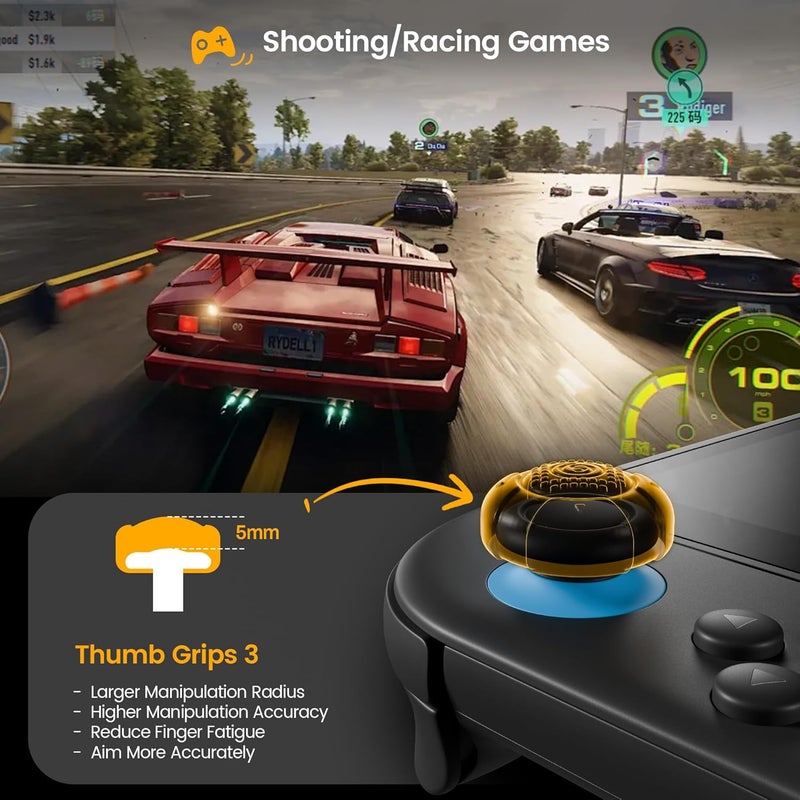 GEEKSHARE G.S.Tac Edge Switch 2 Silicone Thumb Grip Caps Set, Anti-Slip Joystick Cover Caps Compatible with Switch 2 2025, 3 Pairs / 6 pcs - Black - Image 5